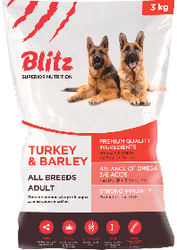BLITZ ADULT TURKEY & BARLEY корм для взрослых собак всех пород с индейкой и ячменем
